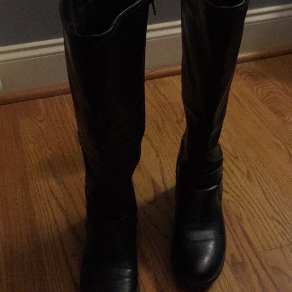 Black wide calf boots